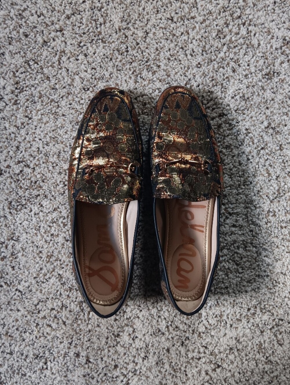 Sam Edelman Loraine Metallic Floral Horse Bit Loafers Women Size 8
